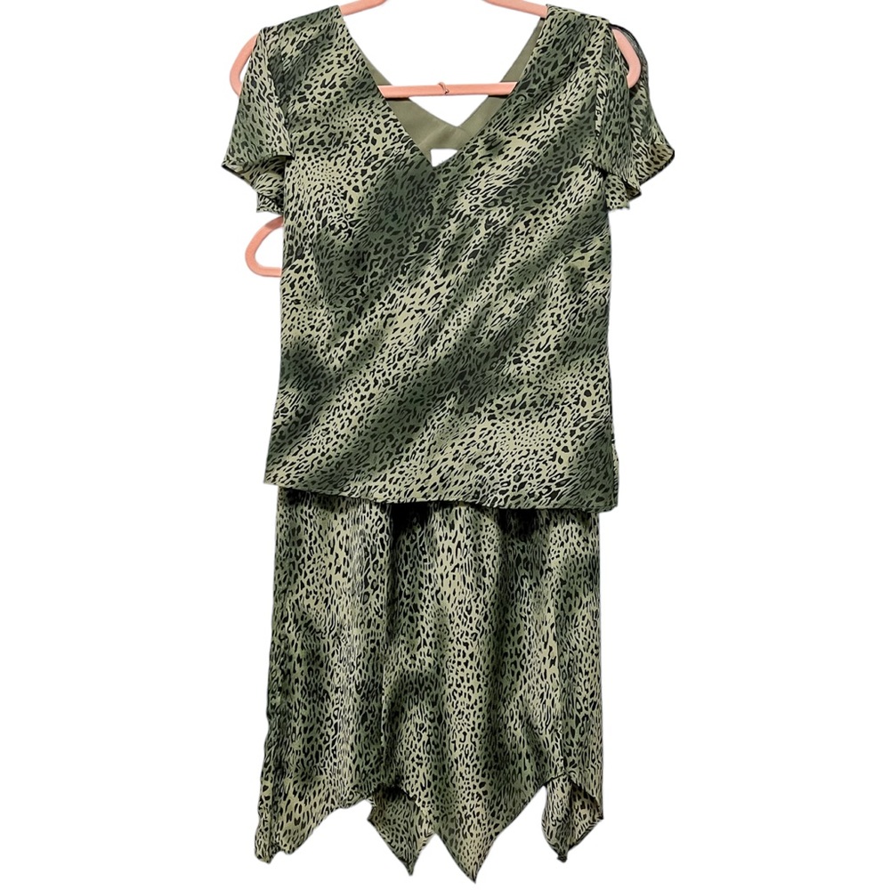 Y2K Vintage Cheetah Print Skirt Set Size Small/Medium